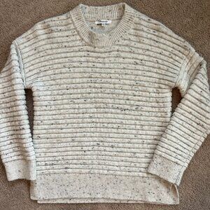 Madewell Sweater Womens XXS White Wool Blend Pullover Ribbed Crewneck Marled